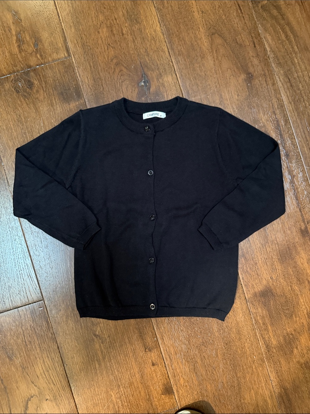 Campure - Girls’ Cardigan Cotton Button Down Sweater - Black - Size: 6Y